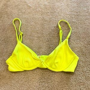 Neon yellow bikini top.